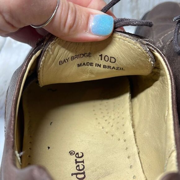 Studio Belvedere Men’s Brown Oxford Bay Bridge Pebbled Leather Shoes size 10 - Picture 7 of 8